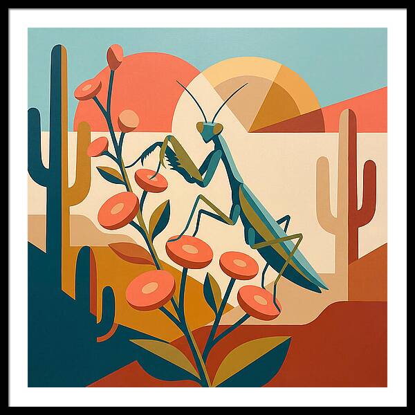 Praying Mantis In A Desert Landscape