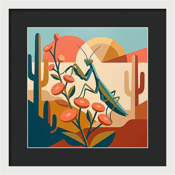 Praying Mantis In A Desert Landscape