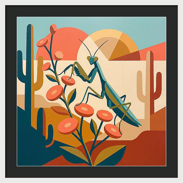 Praying Mantis In A Desert Landscape
