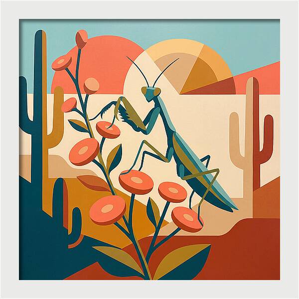 Praying Mantis In A Desert Landscape