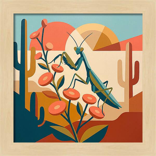 Praying Mantis In A Desert Landscape