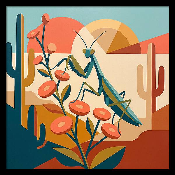 Praying Mantis In A Desert Landscape