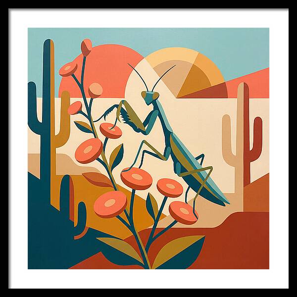 Praying Mantis In A Desert Landscape