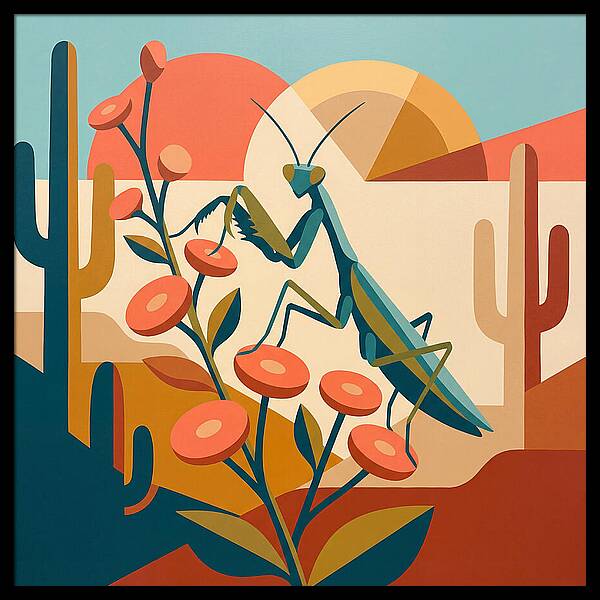 Praying Mantis In A Desert Landscape