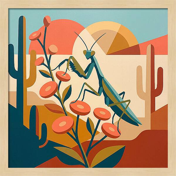 Praying Mantis In A Desert Landscape