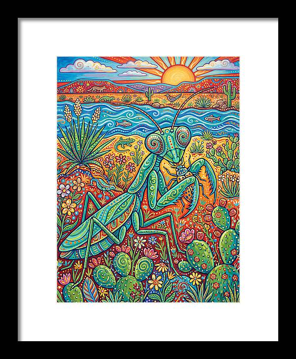 Praying Mantis In A Vibrant Landscape