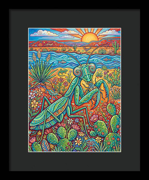 Praying Mantis In A Vibrant Landscape