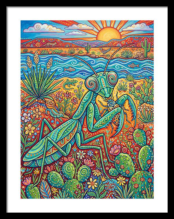 Praying Mantis In A Vibrant Landscape