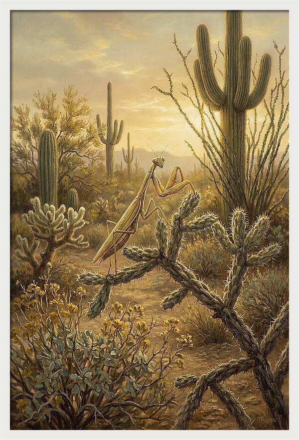 Praying Mantis In Desert Serenity