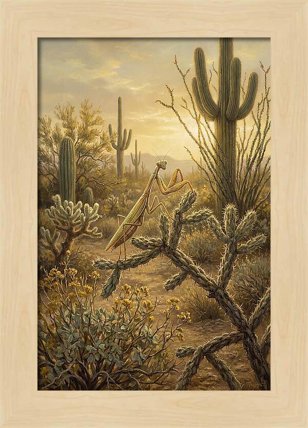 Praying Mantis In Desert Serenity