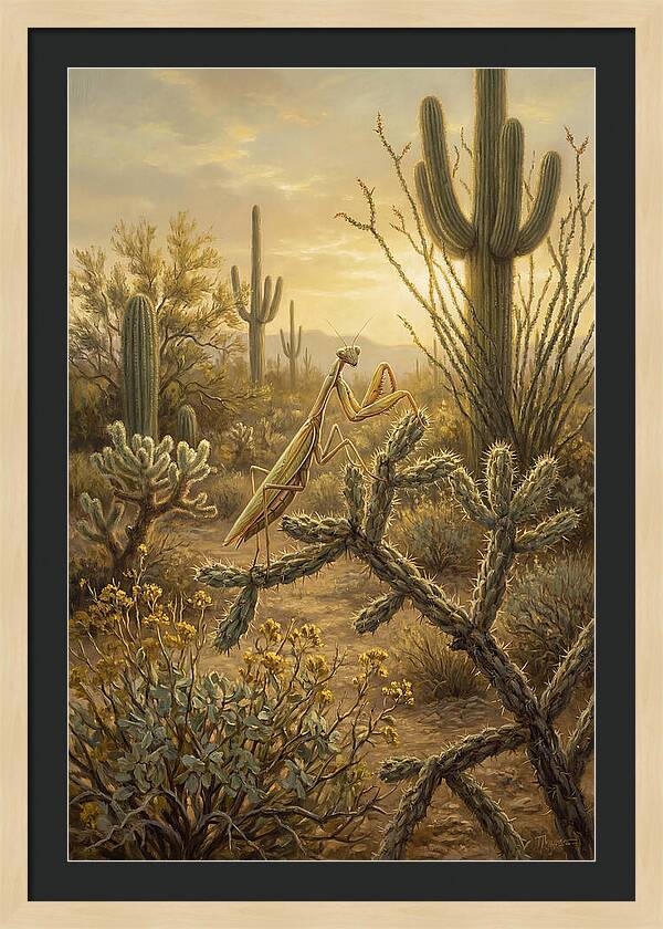 Praying Mantis In Desert Serenity
