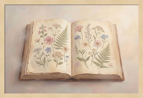 Pressed Flowers In An Old Book