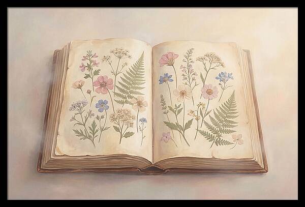 Pressed Flowers In An Old Book