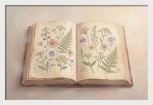 Pressed Flowers In An Old Book