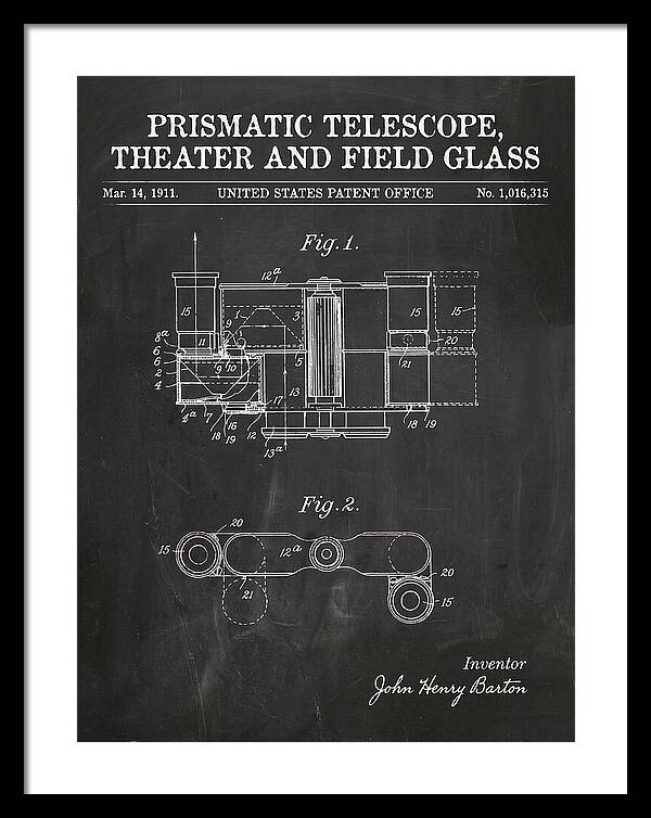 Prismatic Telescope And Field Glass Chalkboard Patent Us1016315