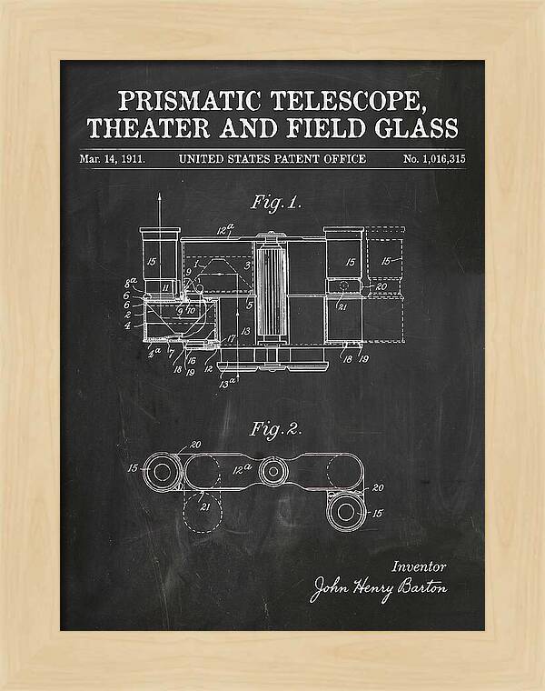 Prismatic Telescope And Field Glass Chalkboard Patent Us1016315