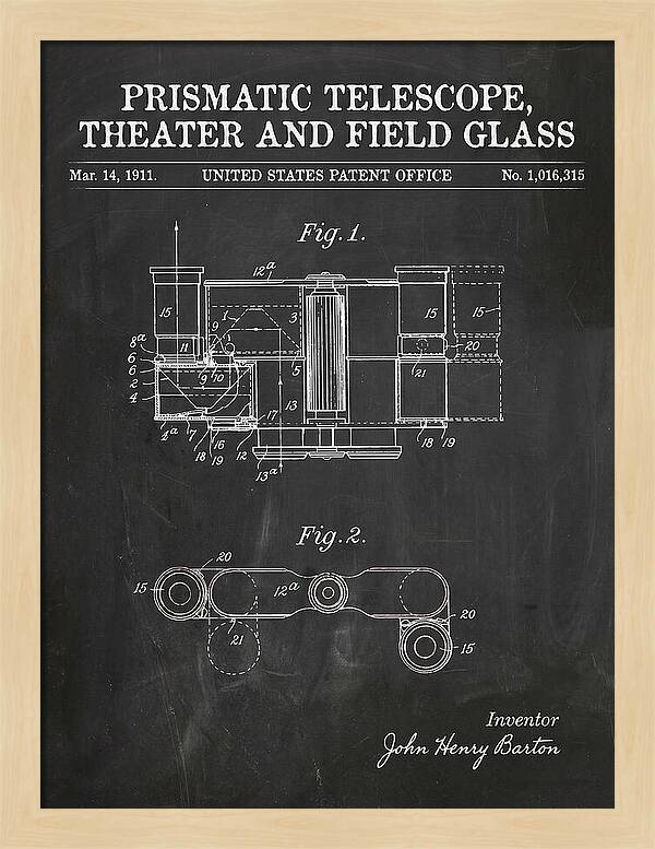 Prismatic Telescope And Field Glass Chalkboard Patent Us1016315