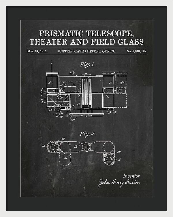 Prismatic Telescope And Field Glass Chalkboard Patent Us1016315