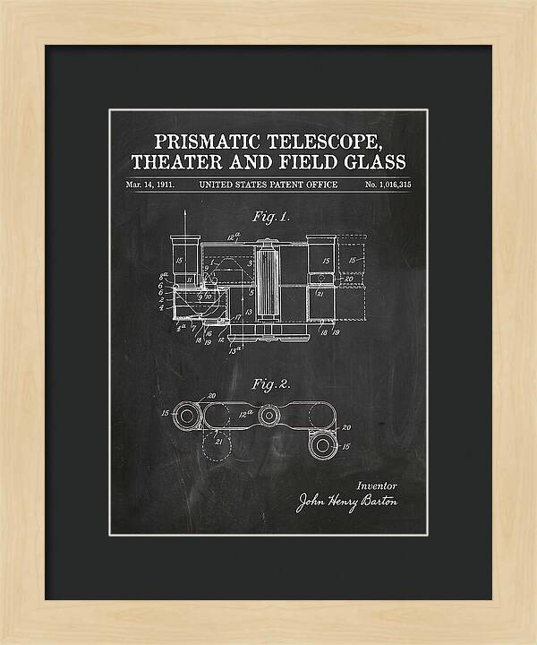 Prismatic Telescope And Field Glass Chalkboard Patent Us1016315