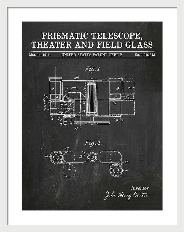 Prismatic Telescope And Field Glass Chalkboard Patent Us1016315