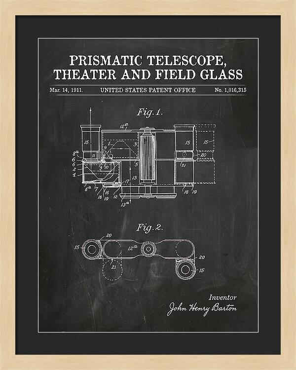 Prismatic Telescope And Field Glass Chalkboard Patent Us1016315
