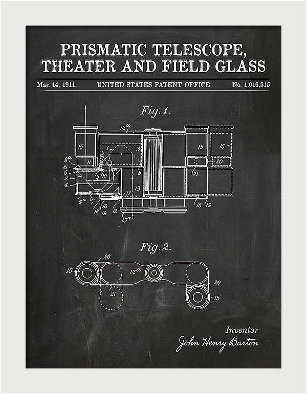 Prismatic Telescope And Field Glass Chalkboard Patent Us1016315
