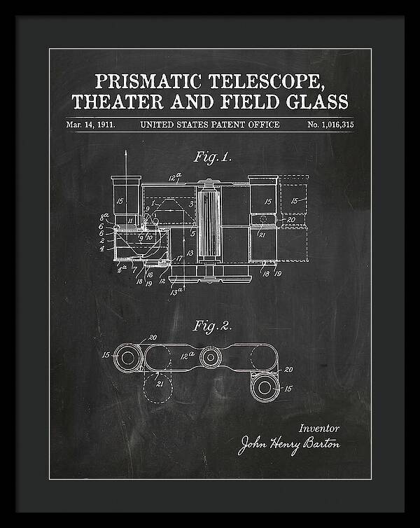 Prismatic Telescope And Field Glass Chalkboard Patent Us1016315