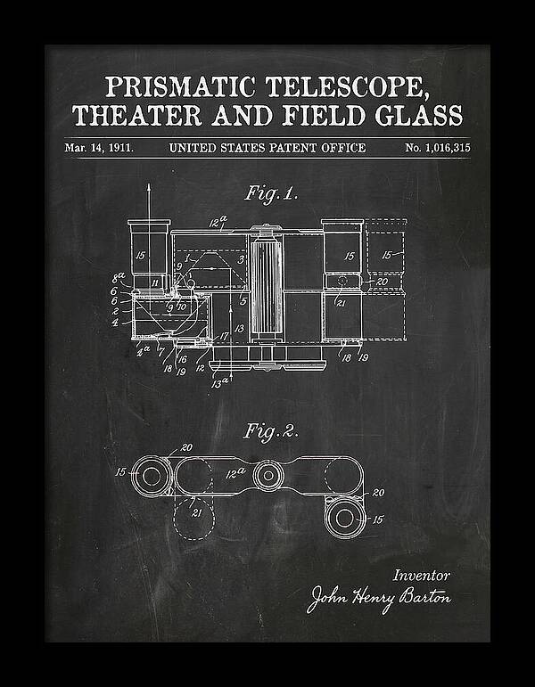 Prismatic Telescope And Field Glass Chalkboard Patent Us1016315