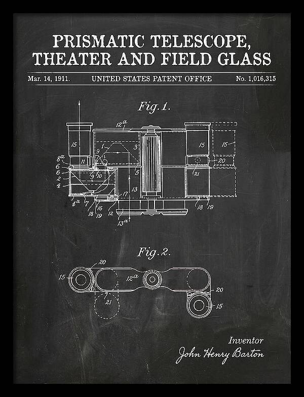Prismatic Telescope And Field Glass Chalkboard Patent Us1016315