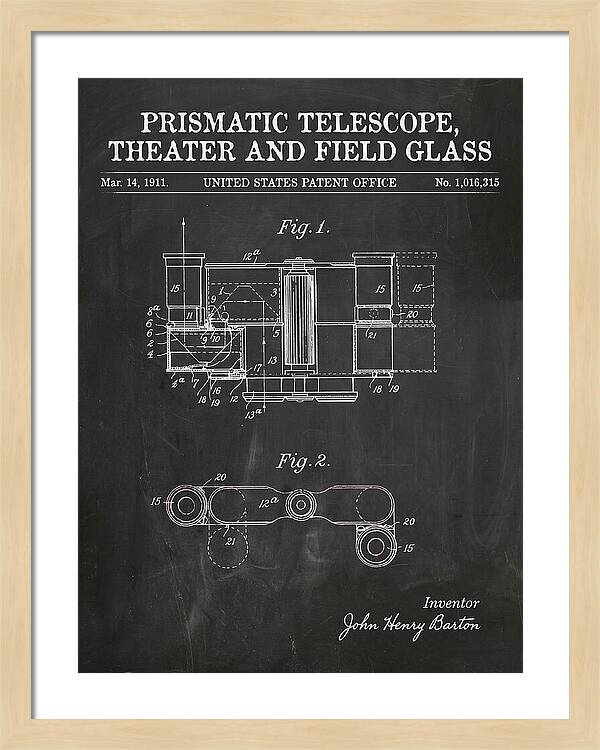 Prismatic Telescope And Field Glass Chalkboard Patent Us1016315
