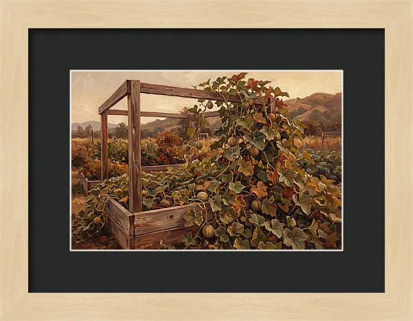 Productive Garden Frame With Melon Plant