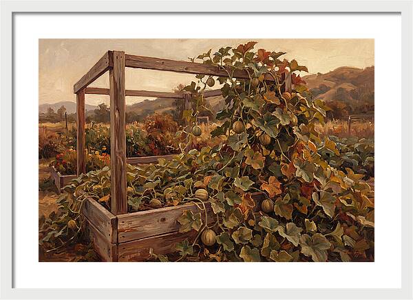 Productive Garden Frame With Melon Plant