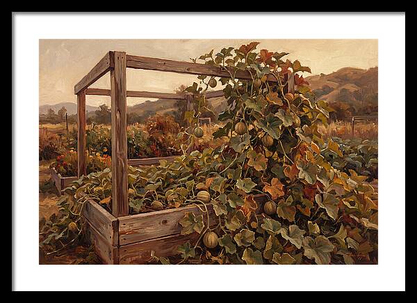 Productive Garden Frame With Melon Plant