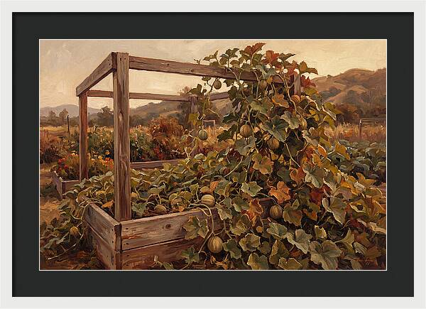 Productive Garden Frame With Melon Plant
