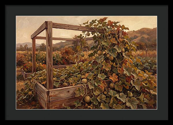 Productive Garden Frame With Melon Plant