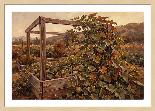 Productive Garden Frame With Melon Plant