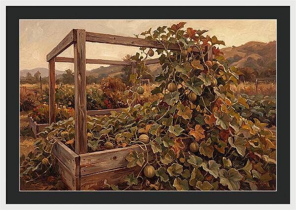 Productive Garden Frame With Melon Plant