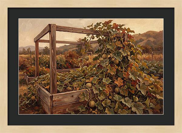 Productive Garden Frame With Melon Plant