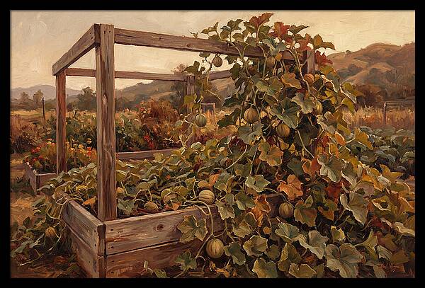 Productive Garden Frame With Melon Plant