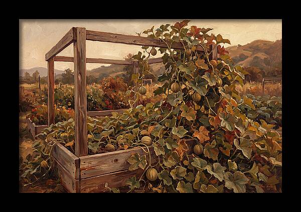 Productive Garden Frame With Melon Plant