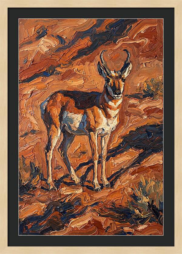 Pronghorn Antelope In Desert Landscape