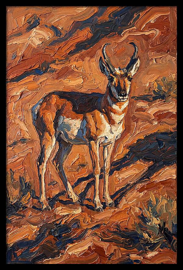 Pronghorn Antelope In Desert Landscape