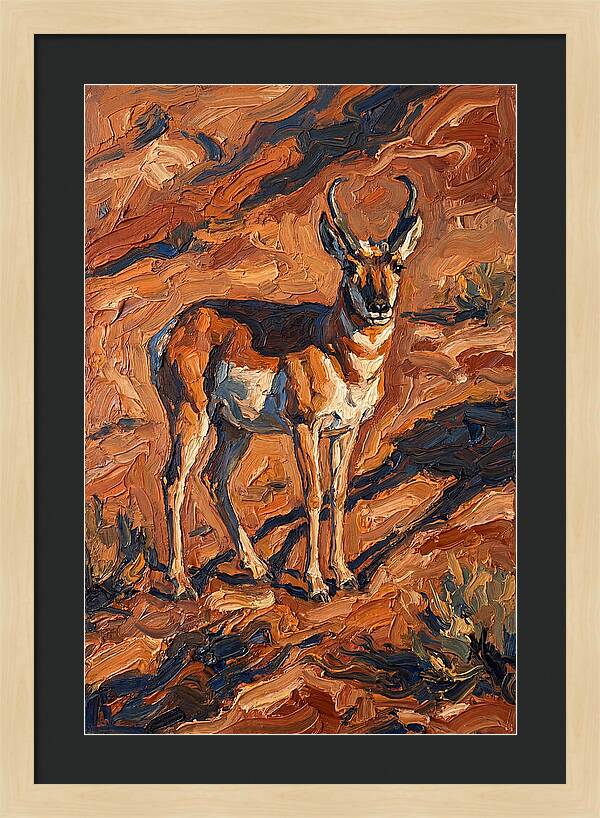 Pronghorn Antelope In Desert Landscape