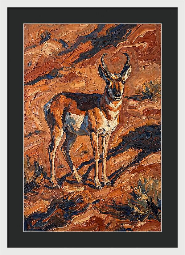 Pronghorn Antelope In Desert Landscape