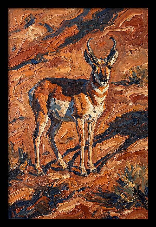 Pronghorn Antelope In Desert Landscape