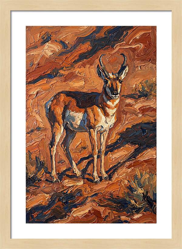 Pronghorn Antelope In Desert Landscape