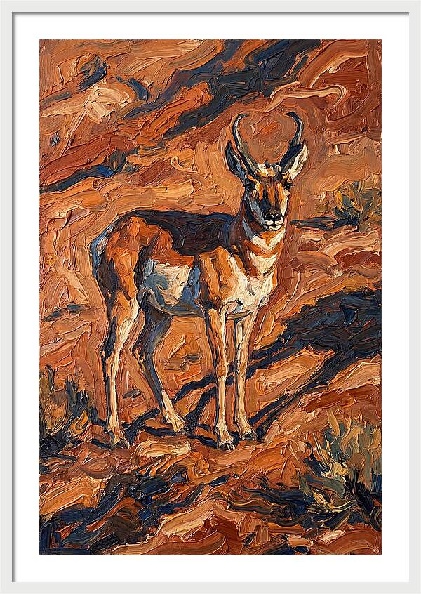 Pronghorn Antelope In Desert Landscape