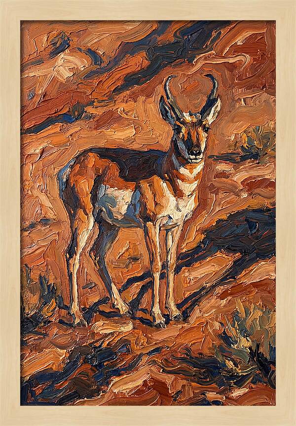 Pronghorn Antelope In Desert Landscape