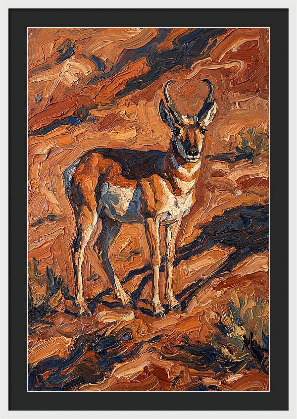 Pronghorn Antelope In Desert Landscape