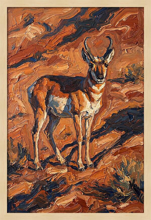 Pronghorn Antelope In Desert Landscape